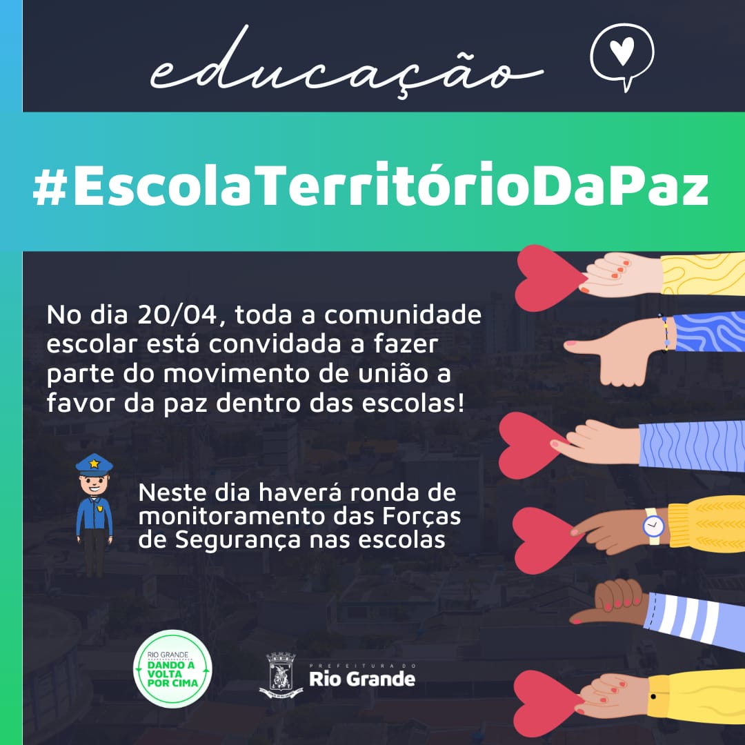 ​Território da Paz acontecerá nas escolas de Rio Grande nesta quinta-feira